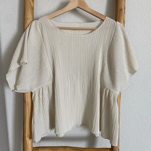 Madewell White Ribbed Flowy Top